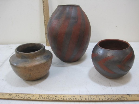 Three Handcrafted Pottery Vases