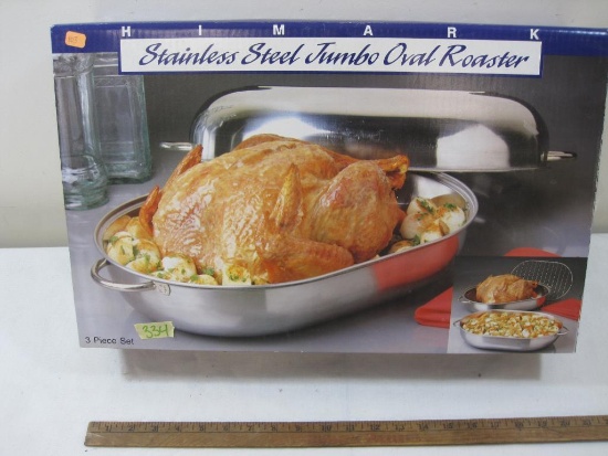 Stainless Steel Jumbo Oval Roaster in Box