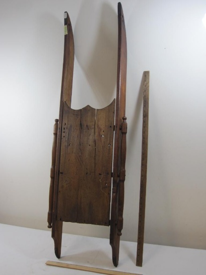 Vintage Wooden Sled with metal runners, approx 46in x 12in