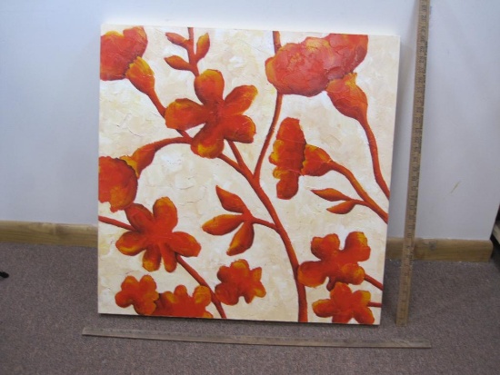 Wall Hanging Floral Painted Canvas Approx. 30x30in