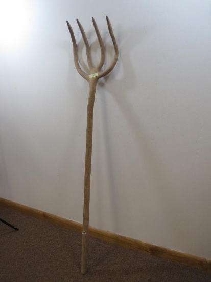 Solid Wood Pitch Fork Hand Crafted Approx. 55 inches tall