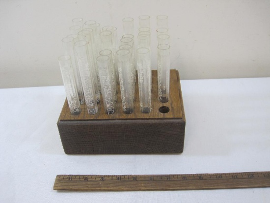 Solid Oak Test Tube Shot Holder with Plastic Test tubes