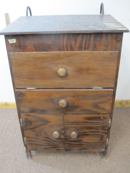 Handcrafted Wooden Rolling Tool Chest