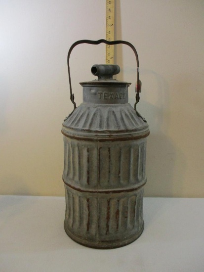 Vintage Texaco 5-Gallon Galvanized Gasoline Can, Property of the Texaco Company No. 0-5381, 12 lbs 8