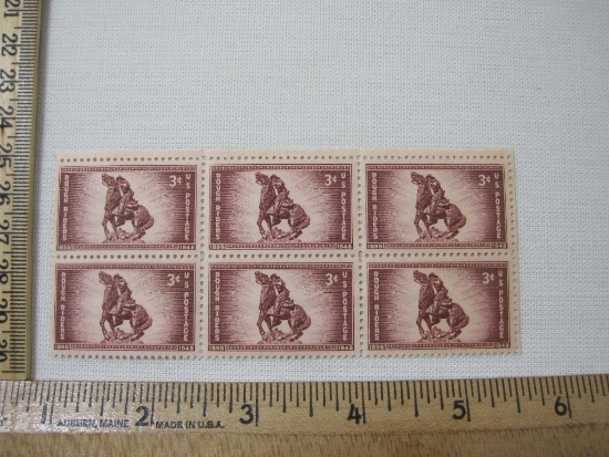 Block of Six 3 Cent Rough Rider US Postage Stamps Scott #973