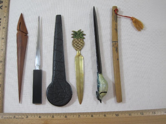 Six Vintage Metal and Wooden Letter Openers
