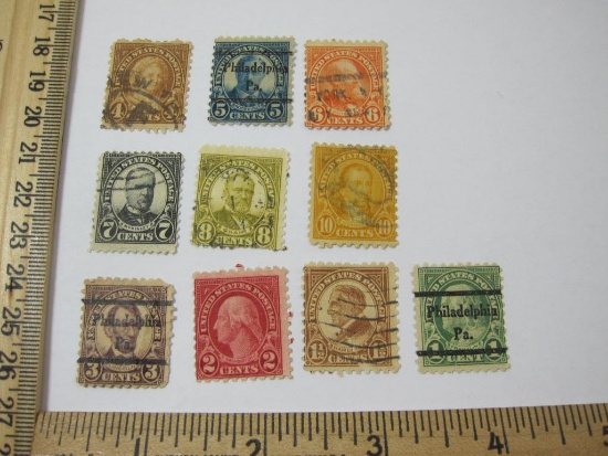 US Presidents Postage Stamps including 1 1/2 Cent Harding, 10 Cent Monroe, 5 Cent Roosevelt and more