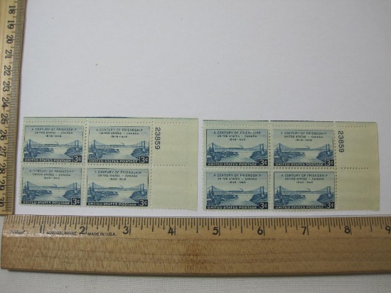 Two Blocks of Four 3 Cent A Century of Friendship United States and Canada US Postage Stamps