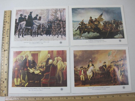 Four US Postage Stamp Panes includes 31 Cent Washington at Valley Forge, 18 Cent Declaration of