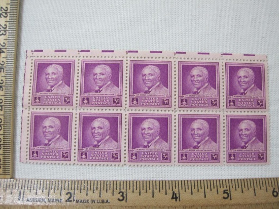 Block of Ten 3 Cent Dr. George Washington Carver US Postage Stamps Scott #953