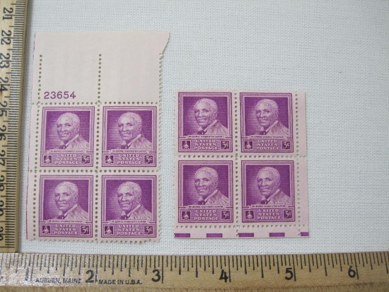 Two Blocks of Four 3 Cent Dr. George Washington Carver US Postage Stamps Scott #953