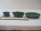 Three Green McCoy Pottery includes Small Cornucopia, Double Cornucopia and Leaf Patterned Planters