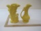 McCoy Pottery Yellow Swan Vase and Yellow Grape Pattern Pitcher