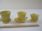 Three Yellow McCoy Pottery includes Quilted Rose Diamond Planter, Small Cornucopia Planter and Lotus