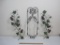Metal Wine Rack Holds Glasses and Three Bottles, Two Metal Grape Vine Wall Decorations
