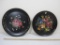 Two Circular Metal Hand Painted Floral Serving Trays