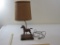 Wooden Horse Table Lamp with Burlap Shade