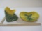 McCoy Pottery Yellow and Green Bird Planter Bowl and Yellow/Green Tulip Planter Bookend