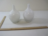 Two Modern White Glass Vases