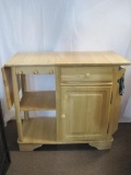 Wooden Kitchen Island with Shelves and Hangers on Wheels Approx 38x20x34 Extension 14 Inches