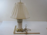 Vintage White and Gold Lenox Table Lamp, 23 Inches Tall