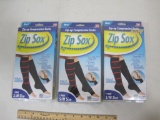 Three Zip Sox Size S/M Compression Socks, New in Box