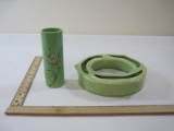Green McCoy Planter Base and Small Green Hand Painted Flower Vase