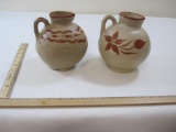 Two Hand Painted Pottery Pitchers