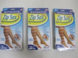 Three Zip Sox Size S/M Compression Socks New in Box