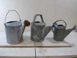 Three Assorted Sized Metal Watering Cans