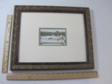 Matted Inlaid Picture of Women on Deathbed in Vintage Wooden Hanging Frame