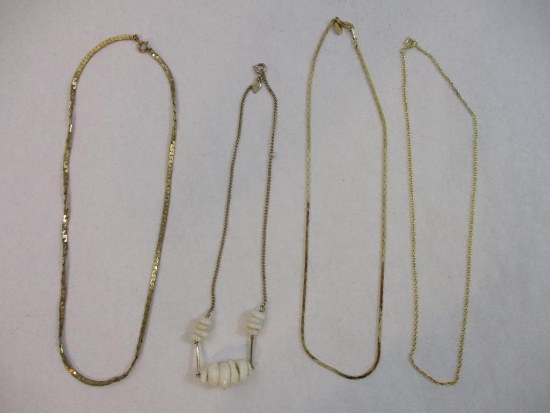 Four Gold Tone Necklaces from Ambassador, Sarah Coventry, and more, 1 oz