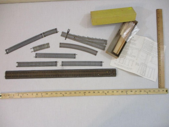 Assorted Pieces of HO Scale Track, Atlas & more, and mil-scale HO Scale Concrete Trestle wooden set,