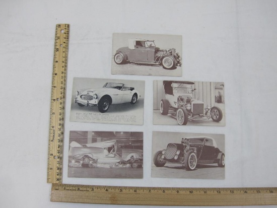 Black and White Photo Postcards of Antique Cars 1932 Ford, 1922 Model T, Austin Healey 3000 Sports