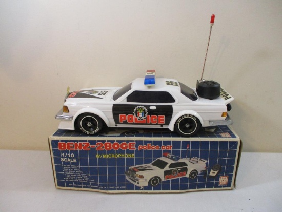 Benz-280CE Police Car, 1/10 Scale, Battery Operated w/ Microphone, Hong Da, in original box, see