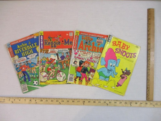 Four Archie and Gold Key Comic Books including 1981 Archie at Riverdale High No. 80, 1975 Reggie and