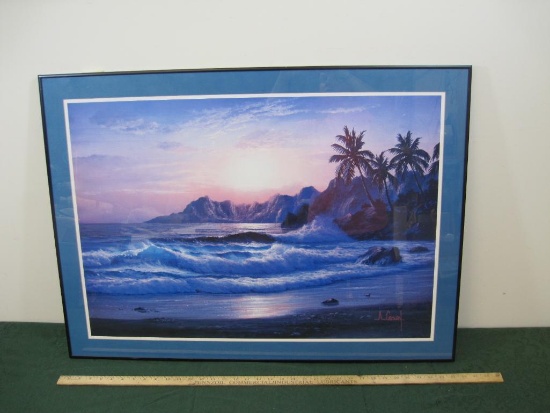 Framed Anthony Casay Beach Scene Print Approx 36x26