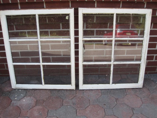 Two 6 Pane Wooden Windows Approx 29x23