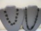 Two Black Necklaces including glass beads and elephants, 4 oz