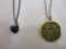 Two Silver Tone Necklaces including black heart pendant and New Moon pendant, 1 oz