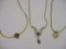 Three Gold Tone Necklaces including rhinestone heart pendant and more, 1 oz