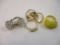 Six Assorted Rings including rhinestone bow, yellow rhinestone and more, 1 oz