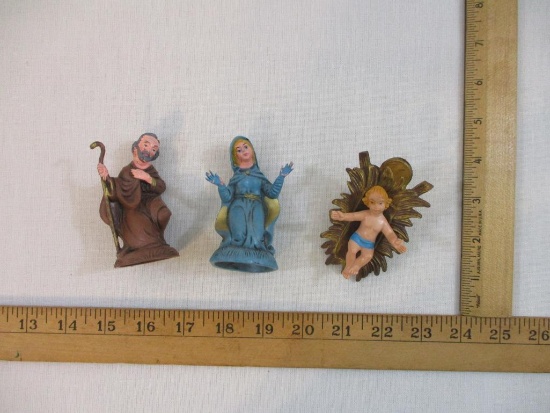Mary, Joseph, and Baby Jesus Nativity Figurines, plastic, made in Italy, 3 oz