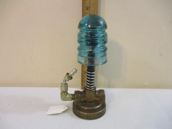 Cash Acme Brass Fitting with Blue Glass Insulator (Star), see pictures, 2 lbs 1 oz