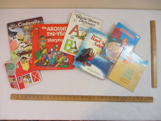 Vintage Children's Books including The Farm Book (1974), The Sky Dog (1972), The Charlie Brown
