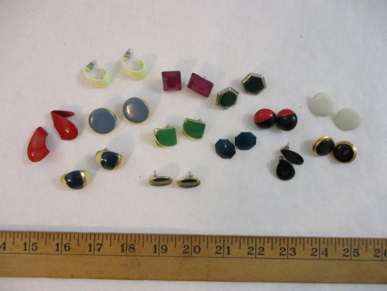 Lot of Assorted Vintage Colored Earrings, 3 oz