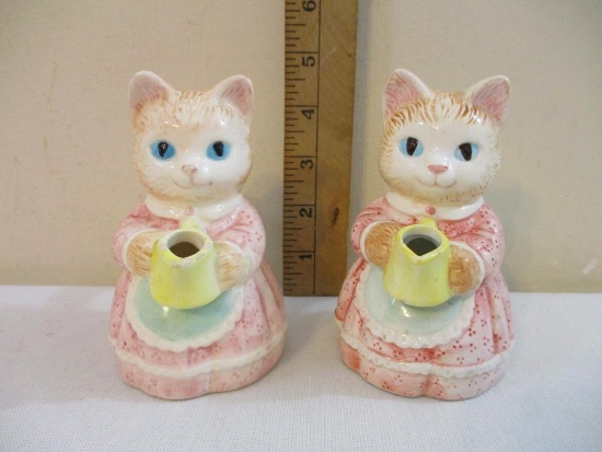 Two Avon Cat Ceramic Pitchers, 1991, 15 oz