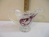 Hofbauer Cranberry Byrdes Crystal Gravy Pitcher, 1 lb 9 oz