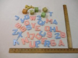 Vintage Plastic Nursery Items including Plakie Lamb, alphabet blocks and letters & numbers, 7 oz