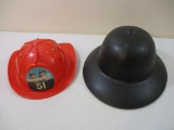 Two Vintage Toy Hats/Helmets including 51 Emergency Fire Helmet (1975 Emergency Productions Placo